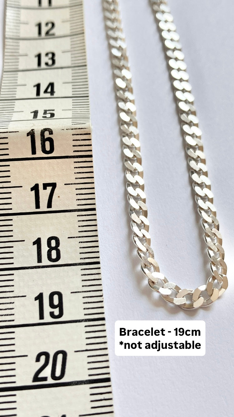 CLEARANCE - BRACELET Flat Curb chain - 19cm