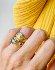 #13 Mint baguette sapphire Melt ring