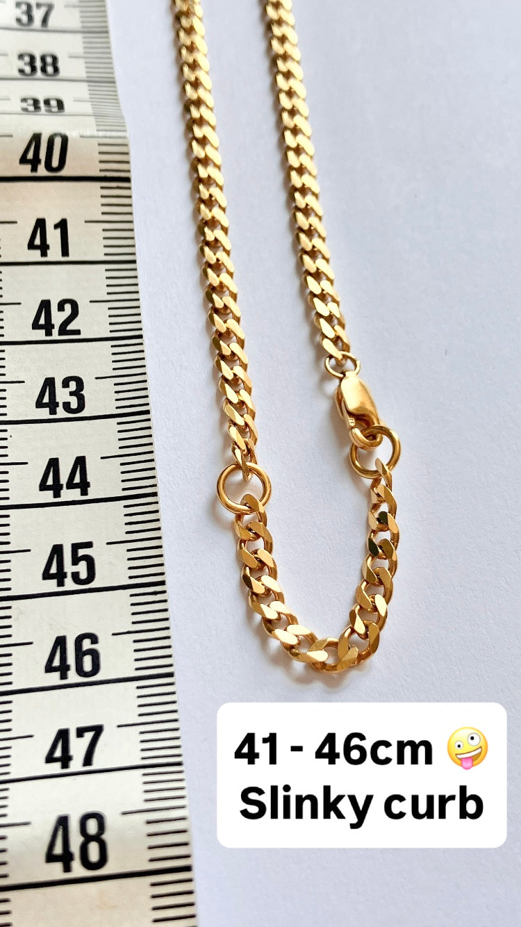 CLEARANCE  Medium weight Flat Curb chain - gold vermeil - 41-46cm