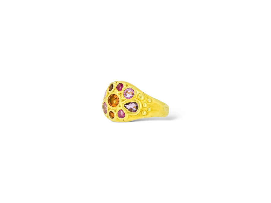 Pink and Orange 9 stone Emblema ring