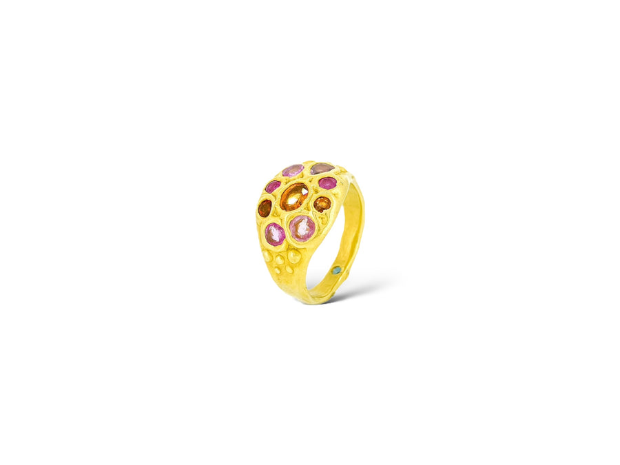 Pink and Orange 9 stone Emblema ring