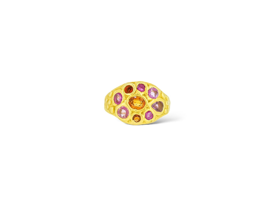 Pink and Orange 9 stone Emblema ring