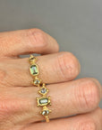 Green Australian Octagon set North/South and cheeky bottom sapphire