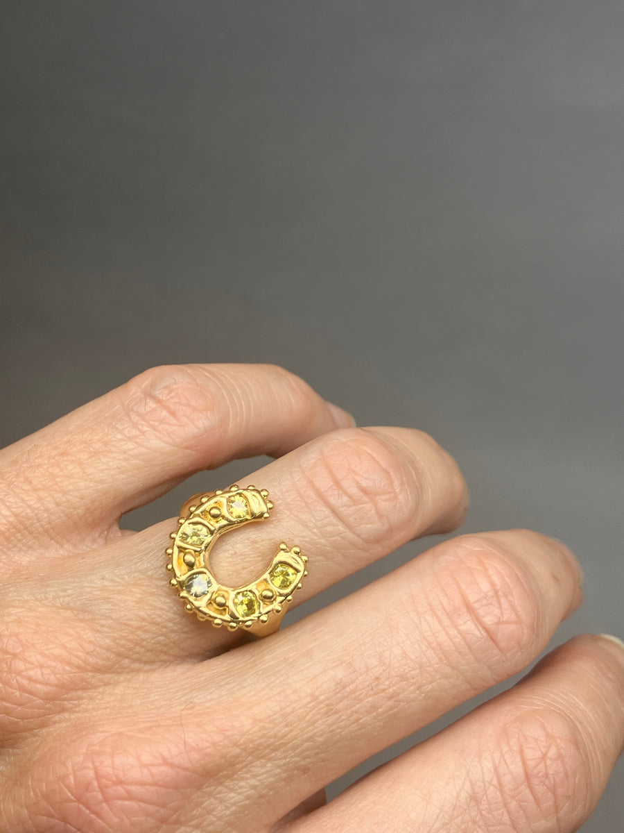Horseshoe Ring - Yellows & whites sapphires