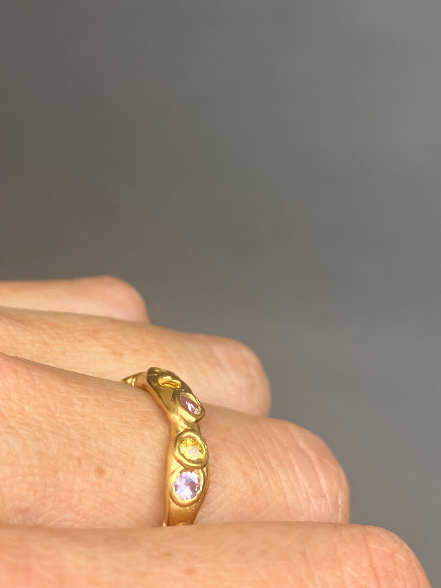 Scatter band yellow and pink sapphires