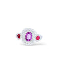 Large pink oval sapphire and red Bloom Ring