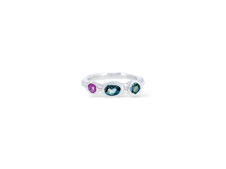 Teal and pink sapphire Wobbly Band