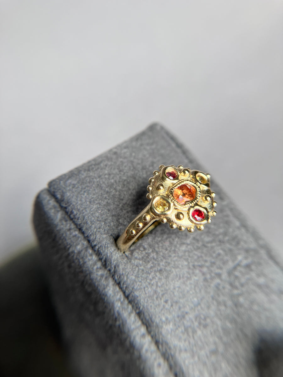 Sapphire Sunset Bloom ring