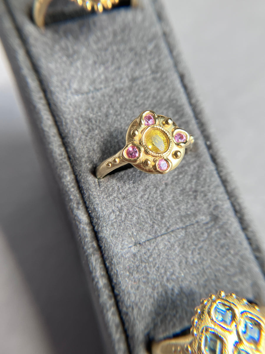 Sapphire Bloom ring Pink and Yellow