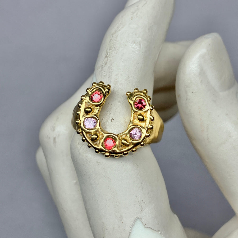 Horseshoe Ring - Pink and Red sapphires