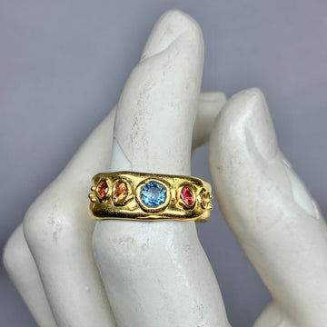 Teal blue and sunset orange Sapphires 1/2 Cigar