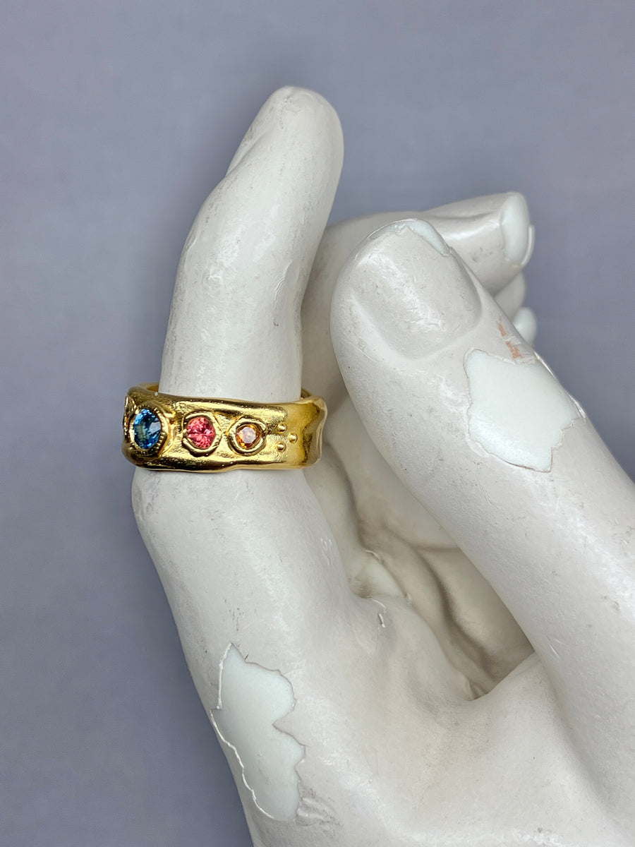Teal blue and sunset orange Sapphires 1/2 Cigar