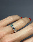 Blue, Teal and white sapphire Wobbly Band