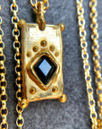 Medium tablet pendant - Black diamond shaped sapphire