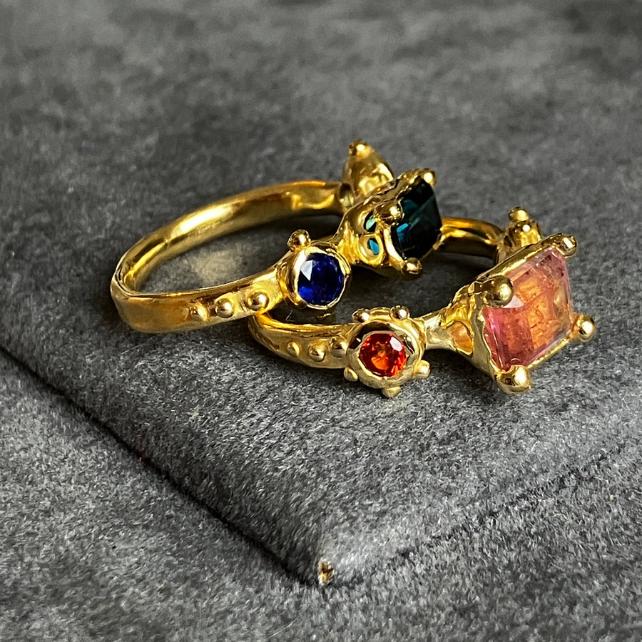 Trio Rings - Tourmaline + Sapphire