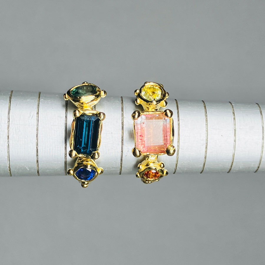 Trio Rings - Tourmaline + Sapphire