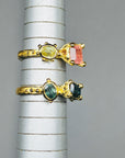 Trio Rings - Tourmaline + Sapphire