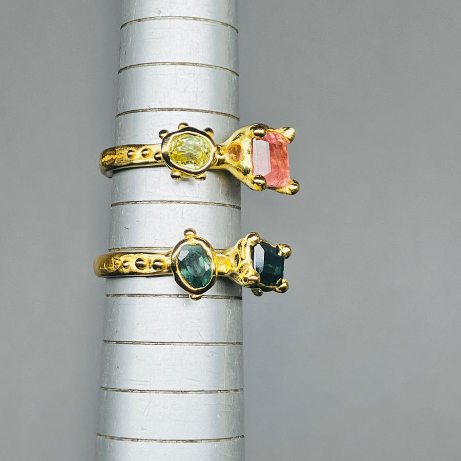 Trio Rings - Tourmaline + Sapphire