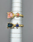 Trio Rings - Tourmaline + Sapphire