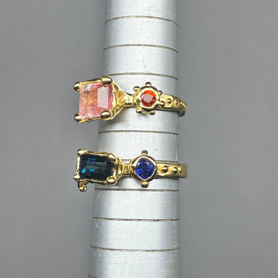 Trio Rings - Tourmaline + Sapphire