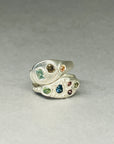 Silver Seam Signet - sea blue/greens + peach