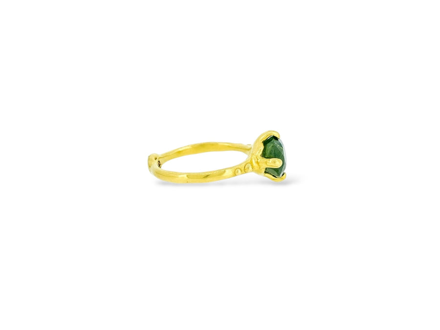 Large Jade Green Sapphire solitaire with a cheeky bottom