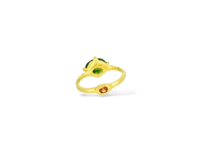 Large Jade Green Sapphire solitaire with a cheeky bottom