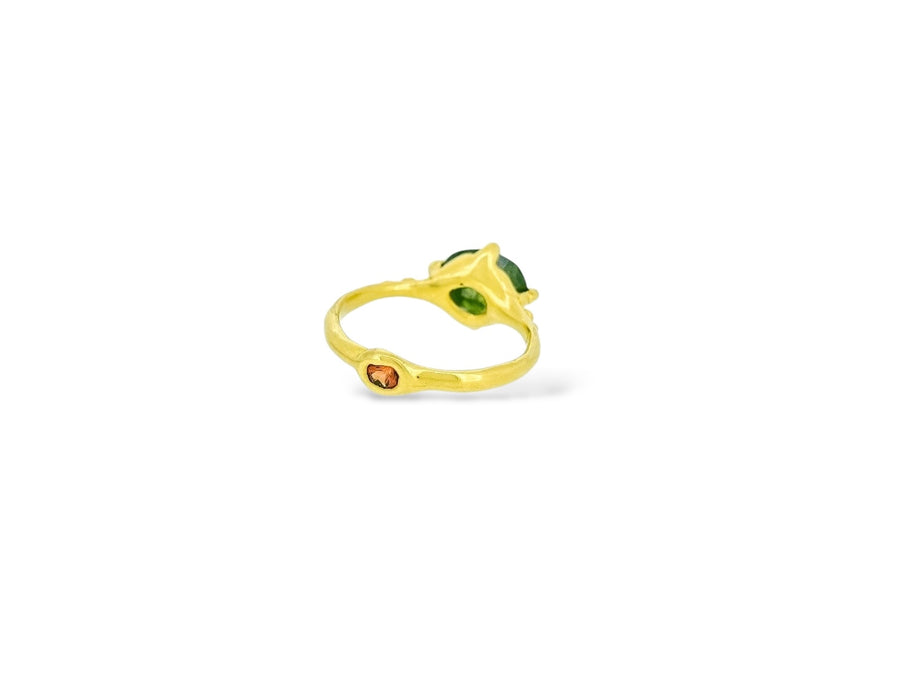Large Jade Green Sapphire solitaire with a cheeky bottom
