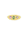 Pink, Green, Pink Sapphire Flint stone ring