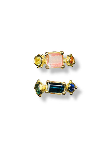 Trio Rings - Tourmaline + Sapphire