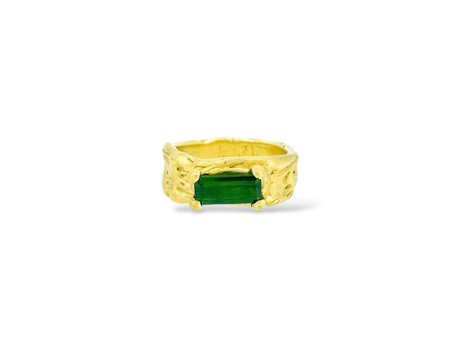 Pine Needle green Tourmaline Melt ring