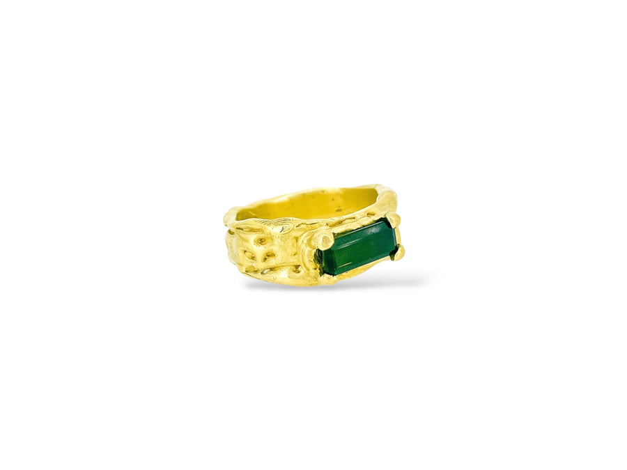 Pine Needle green Tourmaline Melt ring