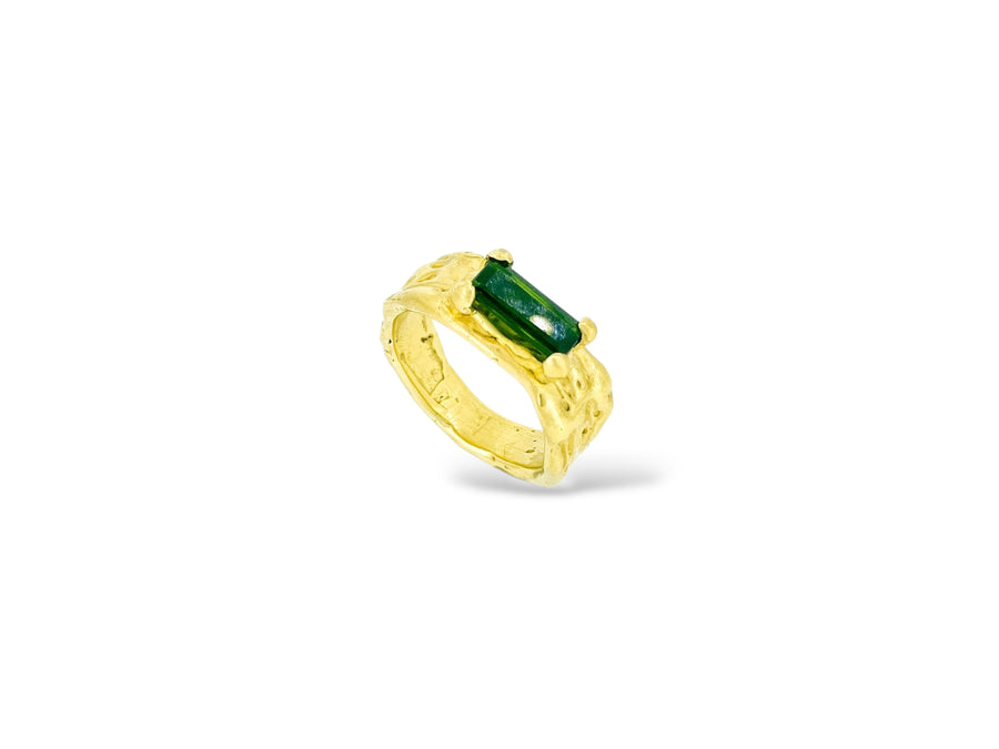 Pine Needle green Tourmaline Melt ring