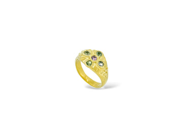 Revere signet style Ring - green and pink