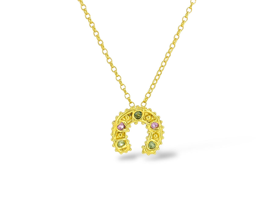 Horseshoe Necklace - sapphires