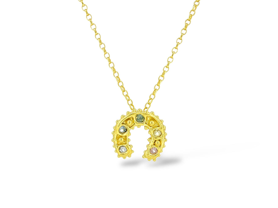Horseshoe Necklace - sapphires