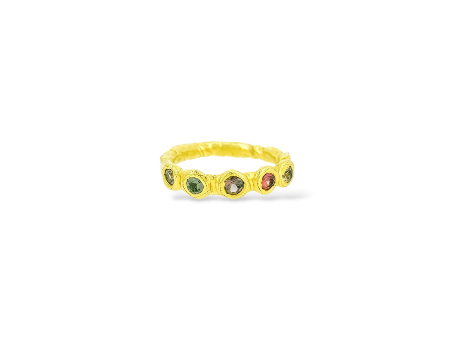 1/2 Eternity style ring with earthy sapphires