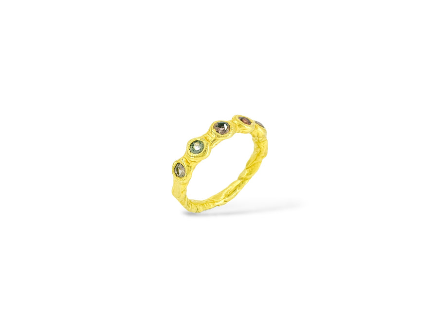 1/2 Eternity style ring with earthy sapphires