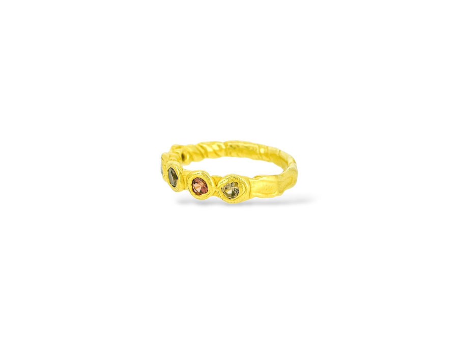 1/2 Eternity style ring with earthy sapphires