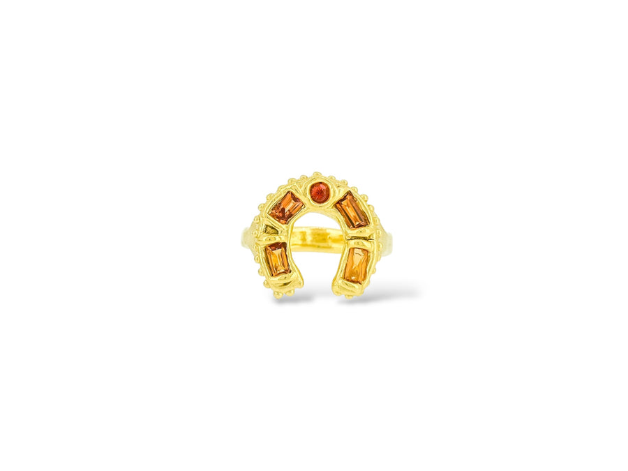 Horseshoe Ring - Orange baguettes sapphires-  of course!
