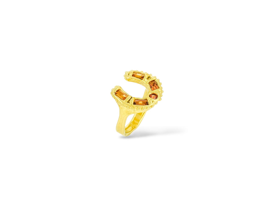 Horseshoe Ring - Orange baguettes sapphires-  of course!