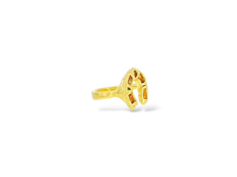 Horseshoe Ring - Orange baguettes sapphires-  of course!