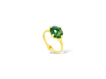 Large Jade Green Sapphire solitaire with a cheeky bottom