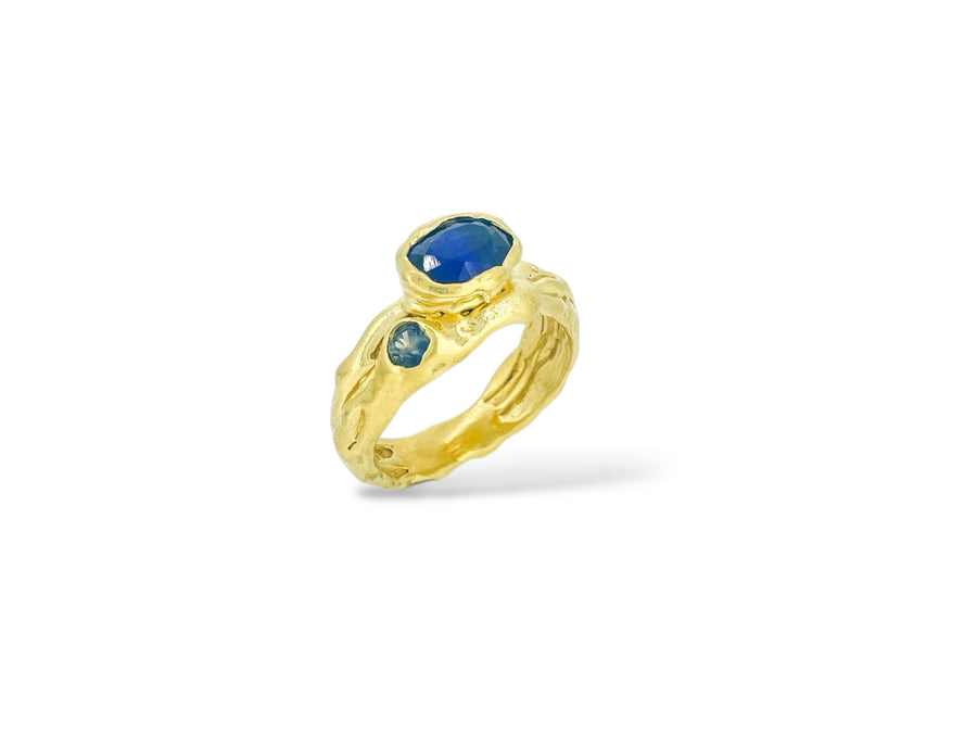 Kyanite + blue sapphire Melt ring