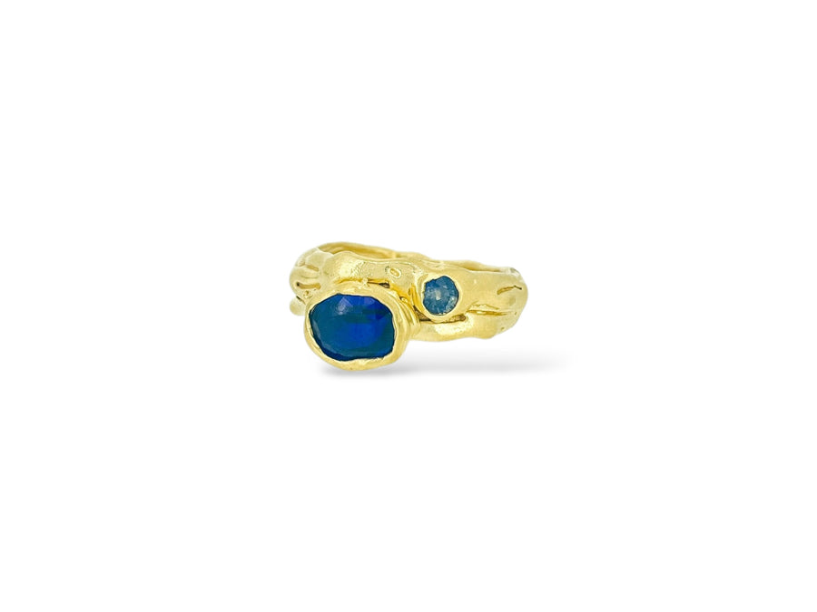 Kyanite + blue sapphire Melt ring
