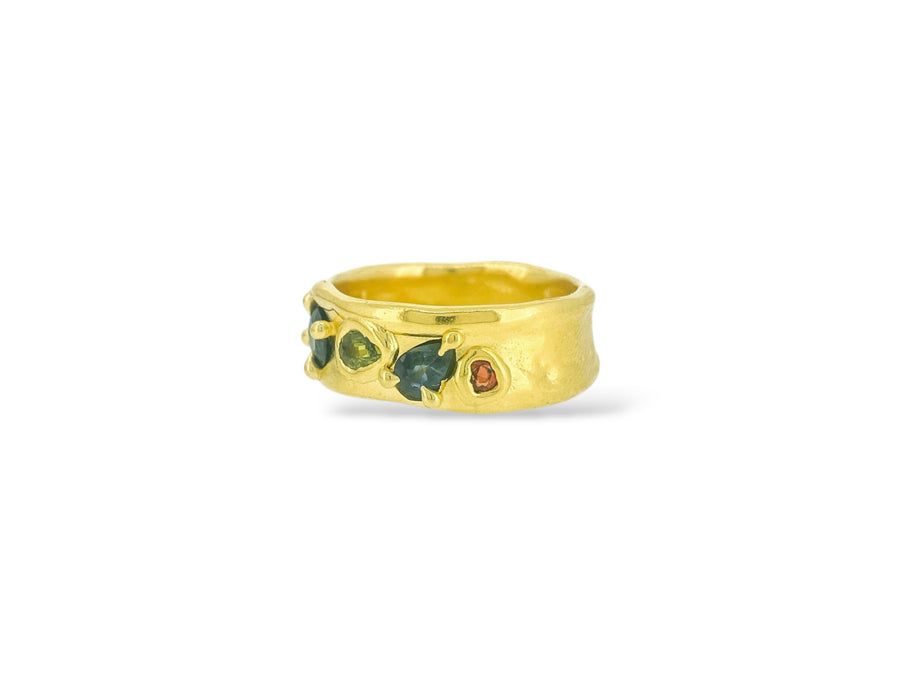 Multi stone various settings 5 Sapphire 1/2 Cigar band