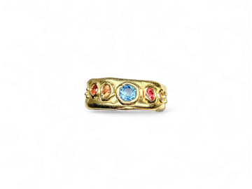 Teal blue and sunset orange Sapphires 1/2 Cigar