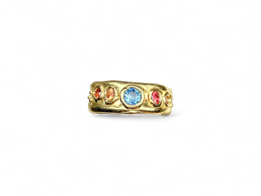 Teal blue and sunset orange Sapphires 1/2 Cigar