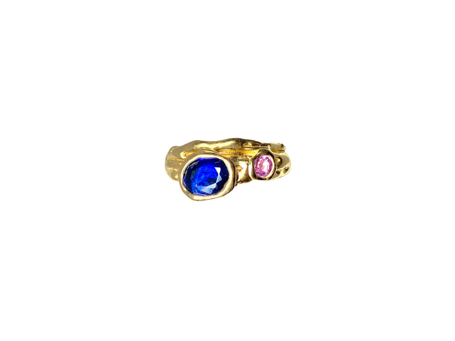 Kyanite + pink sapphire Melt ring