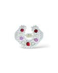 Silver Horseshoe Ring - Red and Pink sapphires